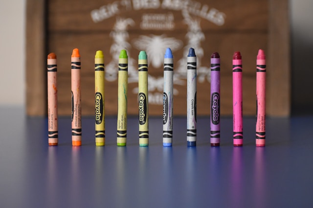 crayons lined up in a line